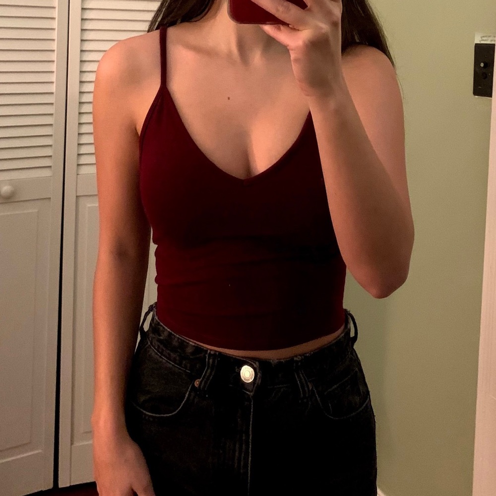 Brandy Melville burgundy cropped top, one size